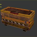 Orange Vintage Industrial Crate with Worn Finish Striped Base and Red Accents