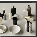 Elegant Modern Ceramic Vessels Collection With Various Colors And Unique Shapes 3d model