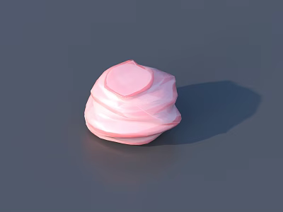 Pink Layered Sweet Dessert With Swirled Creamy Texture On Gray Background 3d model
