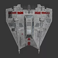 Detailed Mechanical Sci Fi Starship Design With Red Gray Details Cockpit And Engines