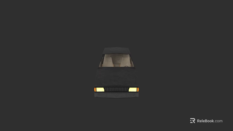 Sleek Black Car Front View With Illuminated Headlights And Classic Design 3d model