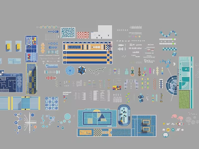 Colorful Children's Play Area Design With Play Structures And Layout Elements 3d model