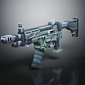 Futuristic Pixel Style Gun Weapon With Detailed Metallic Structure And 3D Gaming Design