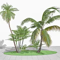 Tropical Arbor With Palm Trees Green Foliage And Grass On White Background