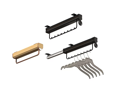 Sturdy Metal Clothes Hangers With Black And Gold Hanging Rods For Closet Storage 3d model
