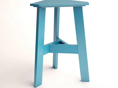 Blue Wooden Bar Stool With Simple Design And Sturdy Stable Legs 3d model