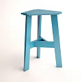 Blue Wooden Bar Stool With Simple Design And Sturdy Stable Legs