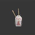 Disposable Tableware Set With Enjoy Printed Paper Container And Wooden Chopsticks