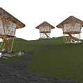 Natural Wooden Gazebo Structure In Woodland Area With Jogging Path And Greenery