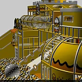 Colorful Yellow Themed Children's Playground With Slide Ball Pit And Cartoon Characters