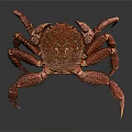 Red Textured Crab With Detailed Shell And Long Legs On Gray Background
