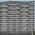 Modern residential building large balcony fourth generation residence 3d model