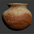 Rustic Terracotta Vase With Round Mouth Orange White Patina And Textured Bulbous Body