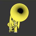 Shiny Golden Trumpet with Reflective Surface Displayed on Gray Background