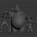 3D Character Models With Various Sizes Costumes And Accessories Like Sticks Nets And Hats