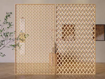 Wooden Lattice Room Divider With Modern Design For Home Interior Decor 3d model