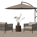 Modern Outdoor Leisure Chair Outdoor Table and Chair Rattan Chair Sunshade 3d model