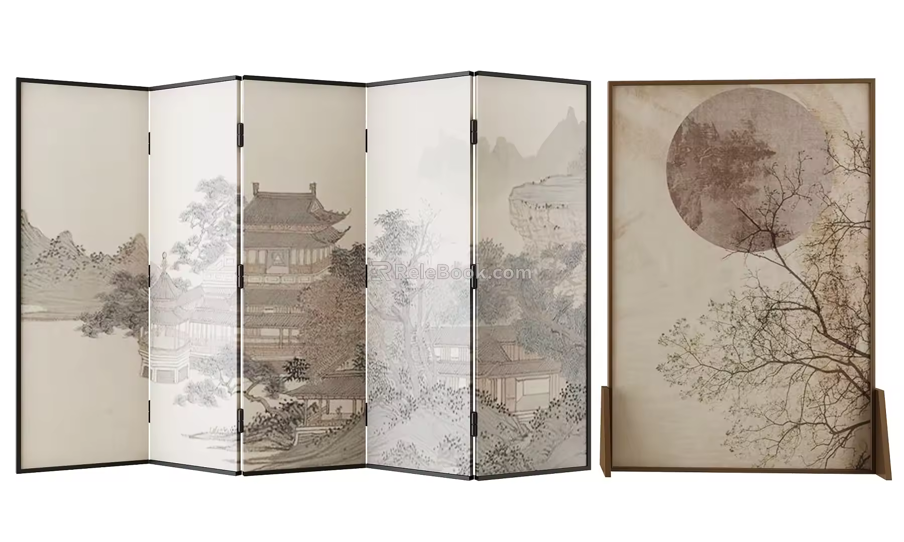 new chinese style screen 3d model