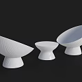 Elegant Modern White Landscape Seats With Curved Design And Striped Base