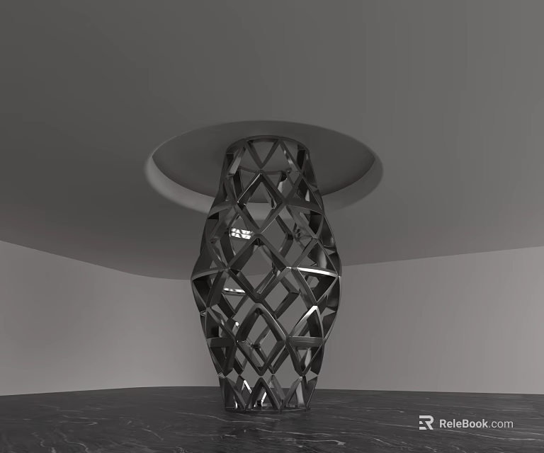 Black Geometric Lattice Column Modern Abstract Decorative Interior Structure Design 3d model