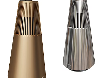 Modern Cone Shaped Audio Speakers With Gold And Silver Metallic Grille Design 3d model