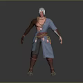 Mythical Fantasy Character With White Hair Red Tattoos Blue Robe And Dragon Themed Accessories