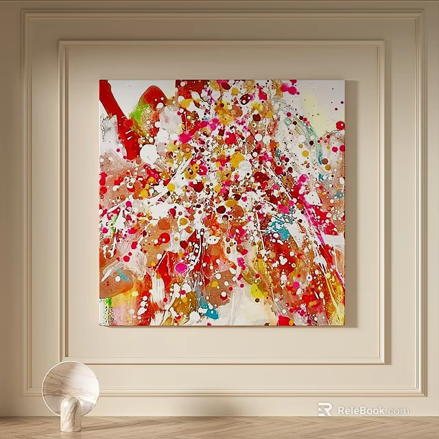 Colorful Abstract Painting With Splatter Design For Modern Home Wall Decor 3d model 