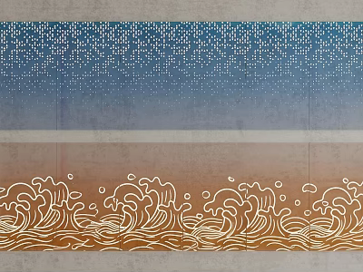 Abstract Decorative Design With Blue To Brown Gradient Background And White Wave Patterns 3d model