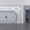 Modern Double Doors Design With Blue Radial Lines For Safety Technology Applications 3d model