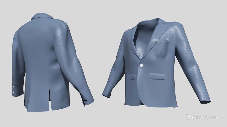 Light Blue Suit Front And Back View 3d model 