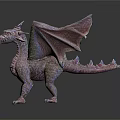 Fantasy Dragon Character 3D Model With Winged Body And Spiked Features