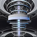 Futuristic Multi Layered Circular Structure With Blue Glowing Rings And Modern Tech Design 3d model