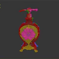 Turquoise Decorative Dispenser With Gold Accents And Orange Flower Design