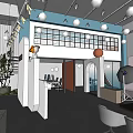 Modern Open Workspace With Mezzanine Blue Accents Office Furniture And Decorative Elements