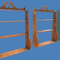 Vintage Wooden Storage Shelves With Decorative Tops In Different Colors For Home Decor