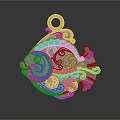 Silver Fish Shaped Pendant With Intricate Patterns And Loop Design For Decorative Use
