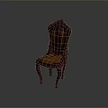 Vintage Carved Single Chair With High Wooden Backrest And Leather Upholstered Seat