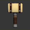 Golden Headed Hammer With Leather Straps Wooden Handle And Metal Shaft