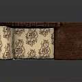 Classical Carved Wooden Chaise Lounge With Floral Upholstery And Side Table