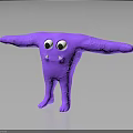 Purple Cartoon Creature Character With Big Eyes Stretchy Arms And Soft Texture