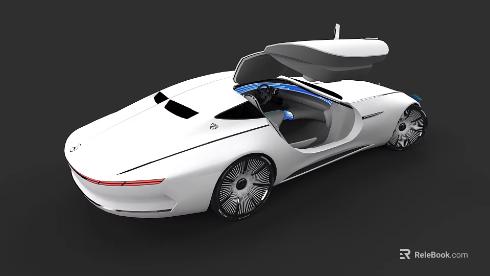 White Futuristic Sports Car With Open Doors And Modern Aerodynamic Design 3d model 