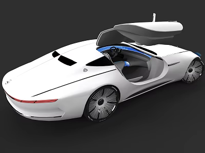 White Futuristic Sports Car With Open Doors And Modern Aerodynamic Design 3d model