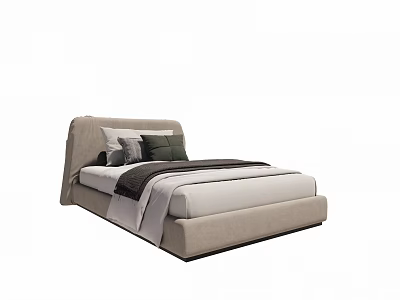 Modern Light Luxury Single Bed with Upholstered Headboard and Soft Bedding 3d model