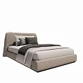 Modern Light Luxury Single Bed with Upholstered Headboard and Soft Bedding