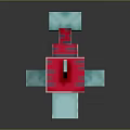 Pixel Art Turtle With Blue Body Red Shell Minecraft Inspired Floating On Reflective Surface