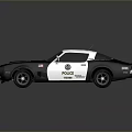 Classic Black And White Police Car With Badge And Reflective Details