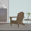 Wooden Leisure Chair Classic Design With Side Table Plant Books Vase On Rug Wooden Floor