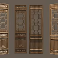 Traditional Chinese Wooden Carved Screens Four Panels With Intricate Patterns And Ornate Designs