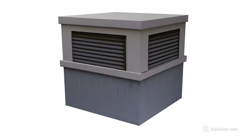 Gray Square Ventilation Structure For Municipal Road With Louvered Panels 3d model 