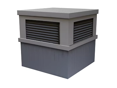 Gray Square Ventilation Structure For Municipal Road With Louvered Panels 3d model